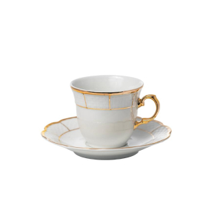 MENUET decor Aur - Serviciu de cafea din portelan 90 ml - 6 persoane 